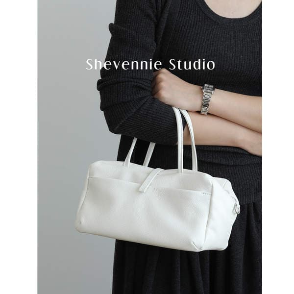 Retro Commuter Tote Bag Handbag Boston Women's Bag Crossbody Bag Top Grain Cowhide Soft Leather Pillow Bag Hobo Bag