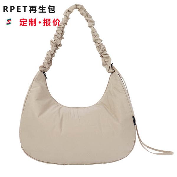 Custom 40D Nylon Pleated Crescent Bag, Faux Nylon Shoulder Bag, Yoga & Fitness Bag