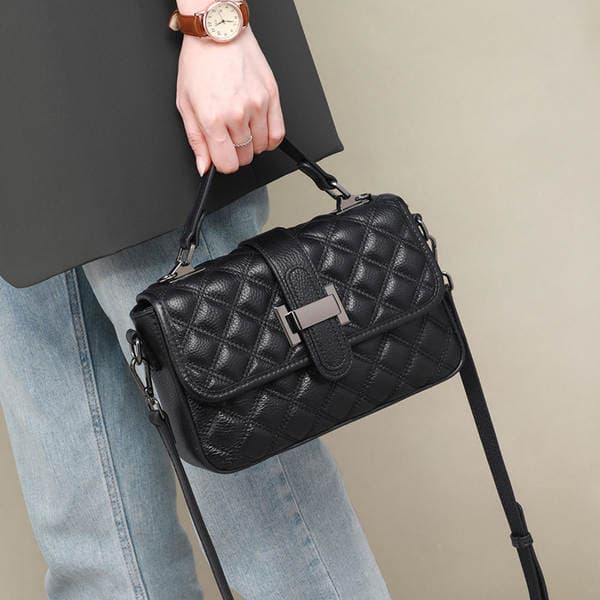 Women's Handbags 2026 New Summer Genuine Leather Crossbody Bag Trendy Single Shoulder Tote Quilted Small Square Bag