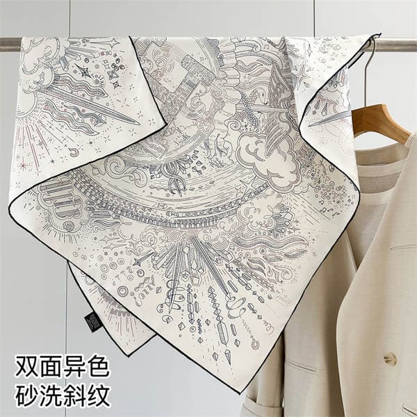 Premium 18 Momme Mulberry Silk Scarf Twill Silk Luxury Double-Sided Printed Square Scarf 90cm For Women