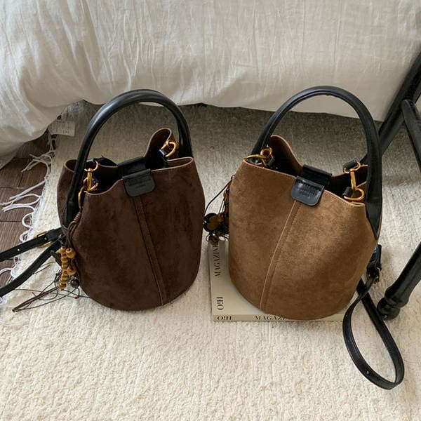 Women's New Fashion Luxury Bucket Bag Korean Niche Suede Handbag Crossbody Bag Versatile Best Seller