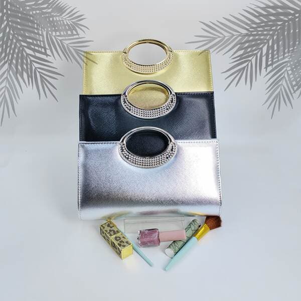 2025 New Glossy Leather Diamond-Encrusted Women's Evening Bag Fashion Crossbody Bag Luxury Clutch Bridal Bag
