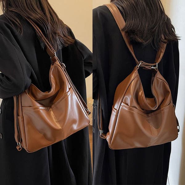 Cross-border PU Leather Backpack & Crossbody Bag for Women, 2-in-1 Tote Bag 2025 New Arrival School Shoulder Bag