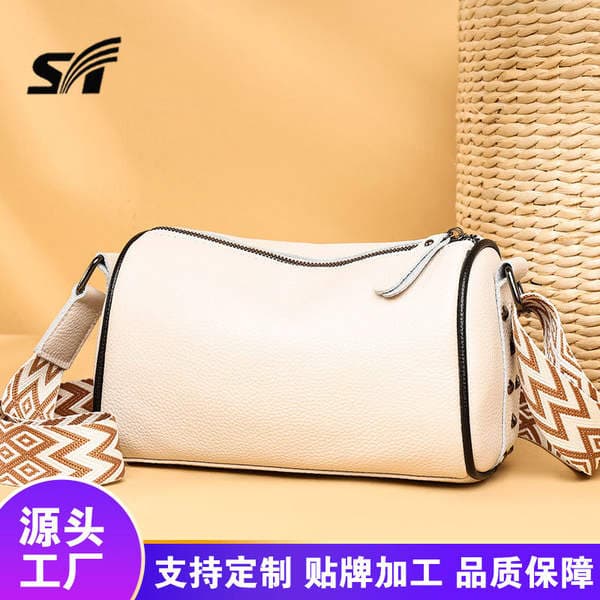 Cross-Border New Top Grain Cowhide Leather Bag For Women, Large Capacity Shoulder Crossbody Underarm Bag, Genuine Leather Studded Pillow Bag