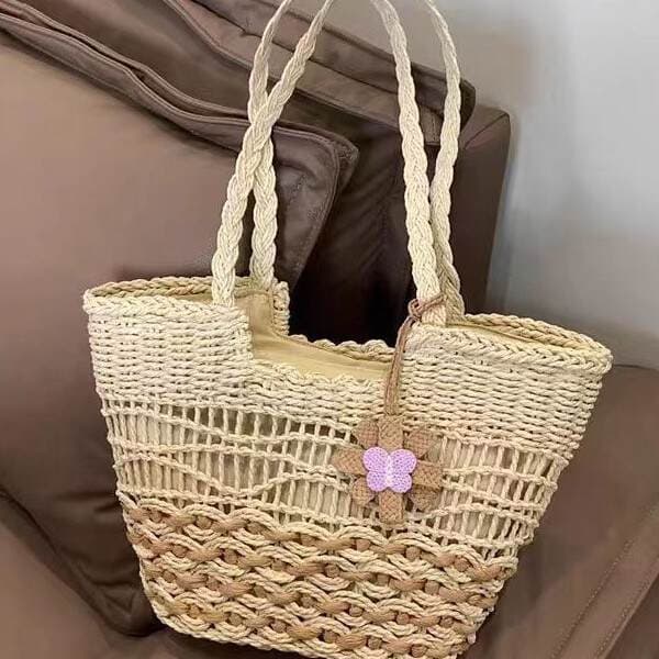 Large Capacity Straw Woven Bag For Women 2025 Summer New Beach Vacation Tote Shoulder Handbag