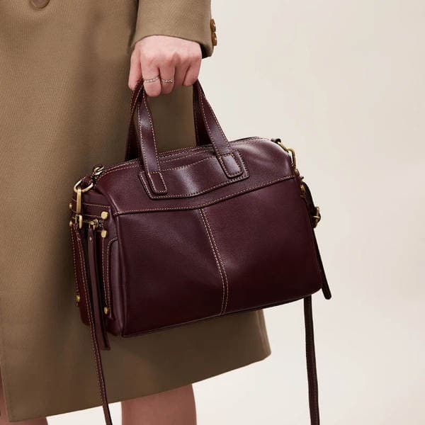 Genuine Leather Bag 2026 New Fashion Large Capacity Commuter Handbag Boston Shoulder Crossbody Bag Casual Women's Bag