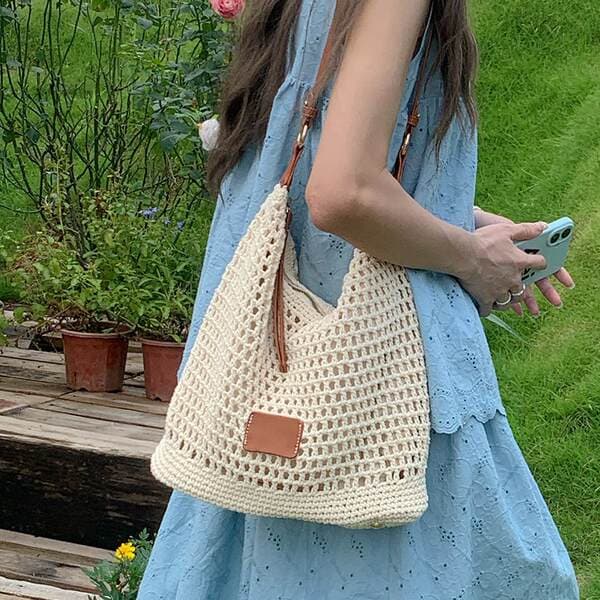Women's Woven Hollow Out Bag 2026 New Summer Beach Vacation Travel Tote Shoulder Underarm Bag