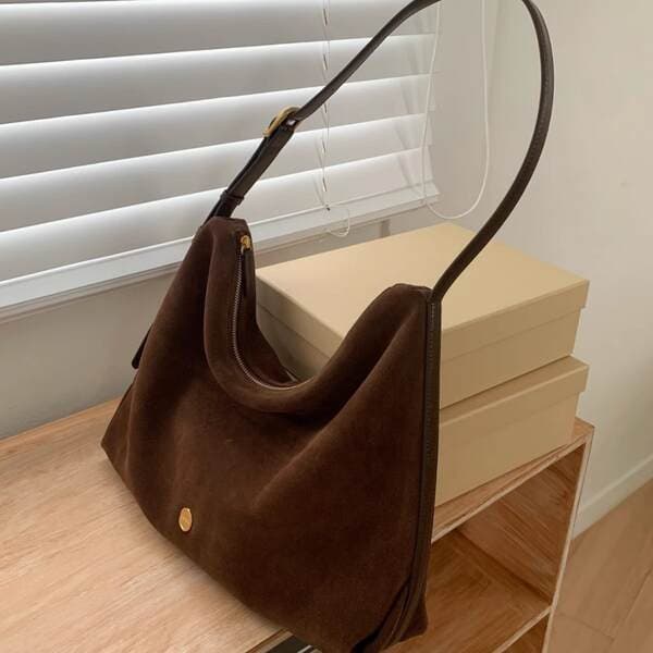 Korean Autumn/Winter New LEME Suede Tote Bag for Women Large Capacity Underarm Hobo Bag Versatile Shoulder Bag