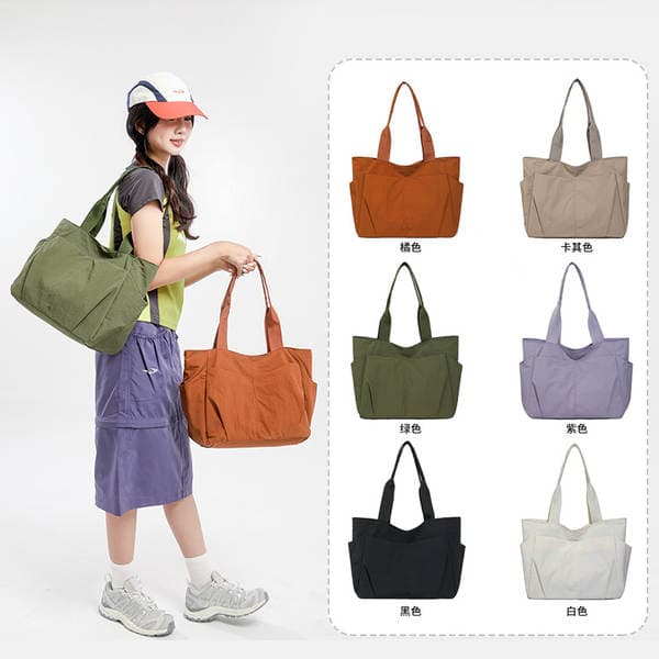 New Simple Versatile Large Capacity Shoulder Bag Lightweight Waterproof Nylon Japanese Style Commuter Tote Bag For Women