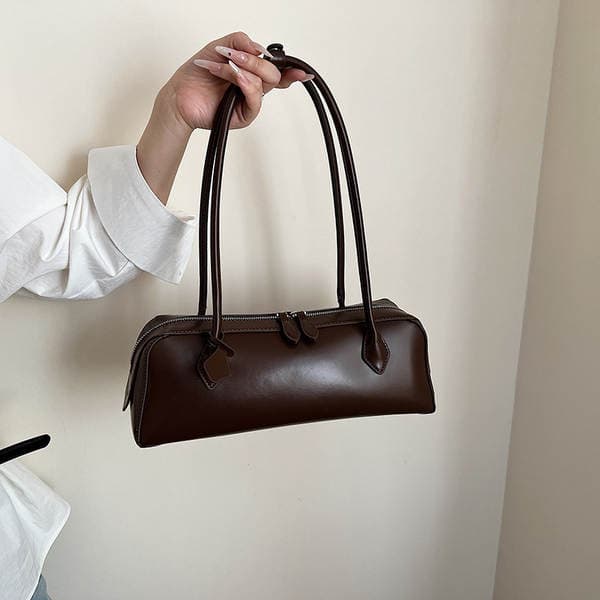 French Niche Underarm Bag, Individual Long Baguette Bag, Solid Color Versatile Trendy Shoulder Bag For Women