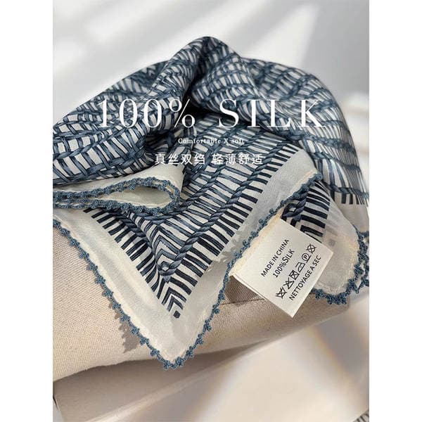 100% Pure Silk Scarf For Women - Spring/Summer Lightweight Versatile Fashion Double Crepe Square Silk Scarf For Sun Protection