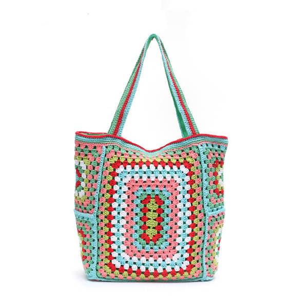 Women's Retro Large Capacity Tote Bag - Luxury Lightweight Handbag For Commuting, Knit Crossbody Shoulder Bag