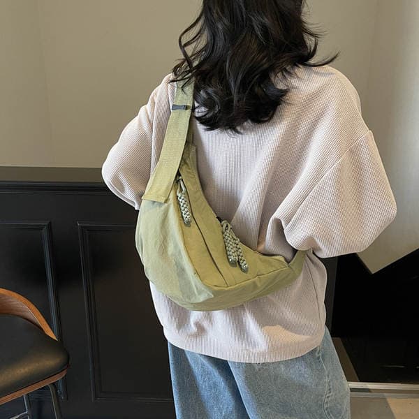 Casual Commuter Shoulder Bag For Women, Canvas Crossbody Bag, Lightweight Sports Nylon Dumpling Bag For College Students