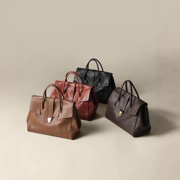 Women's Genuine Leather Retro Large Capacity Commuter Handheld Briefcase - Top Grain Vegetable Tanned Cowhide