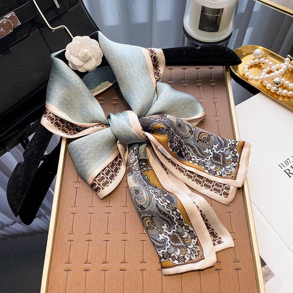 Elegant Blue Pure Silk Long Scarf For Women 2026 New Luxury Neck Tie Mulberry Silk Scarf