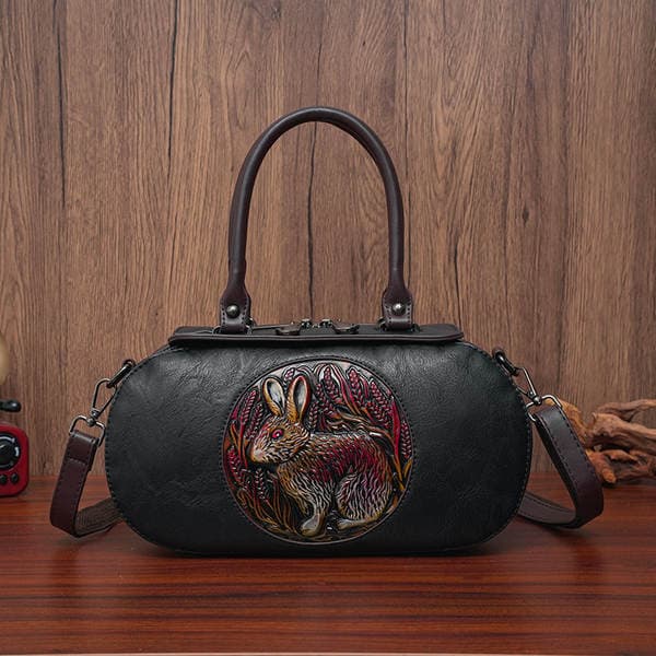 Chinese Style Embossed Boston Handbag - Large Capacity Versatile Casual Commuter Bag For Women