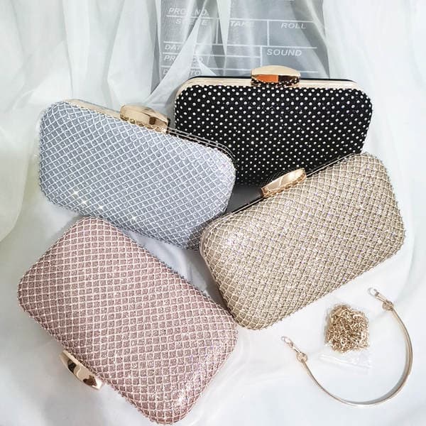 Cross-border European & American Handheld Evening Bag - Women's PU Leather Glittery Trendy Party Clutch
