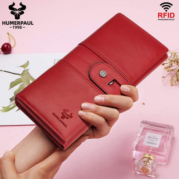 Hummer Paul RFID Genuine Leather Women's Wallet Long Clutch Bag Top Grain Cowhide Wholesale