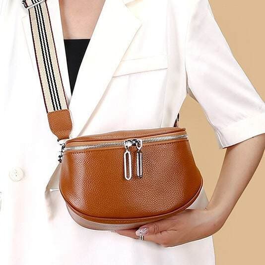 Genuine Leather Women's Saddle Bag Fashion Casual Chest Bag Simple Shoulder Crossbody Bag Versatile Niche Handbag