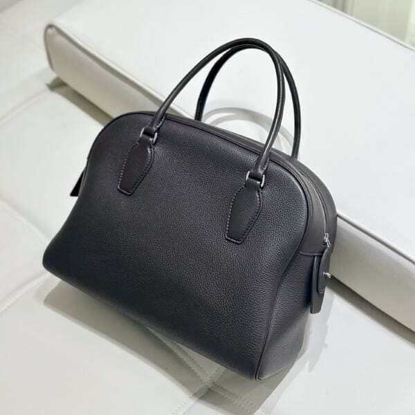 Bowling Style Large Capacity Retro Boston Bag For Women, Premium Top Grain Faux Deer/Cow Leather Handbag, Elegant Briefcase, Versatile