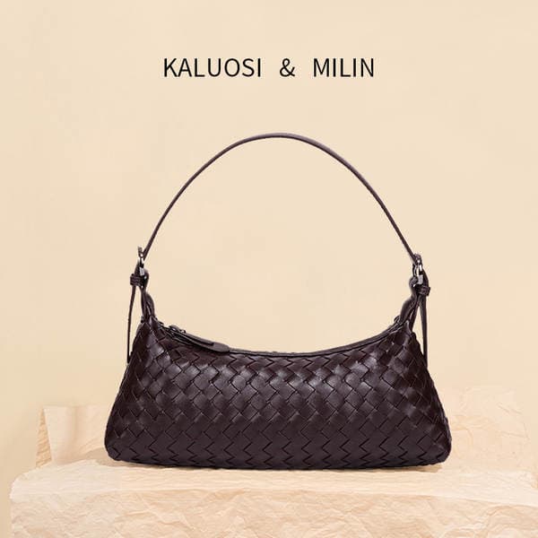 French Woven Baguette Bag Fashion Versatile Soft Leather Shoulder Underarm Bag Hobo Dumpling Bag Crescent Crossbody Bag