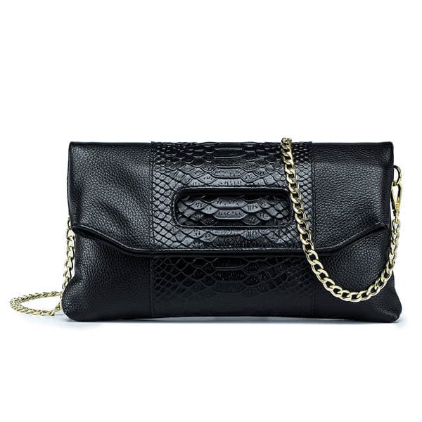 Top Grain Cowhide Luxury Folding Envelope Clutch Bag For Women Genuine Leather Versatile Crocodile Embossed Evening Bag