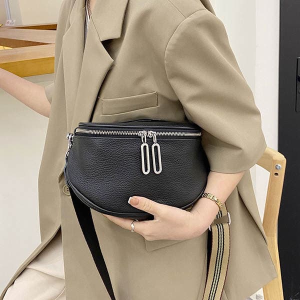 Genuine Leather Women's Handbag Top Grain Cowhide Saddle Bag 2022 New Trendy Fashion Casual Chest Bag Single Shoulder Crossbody Bag