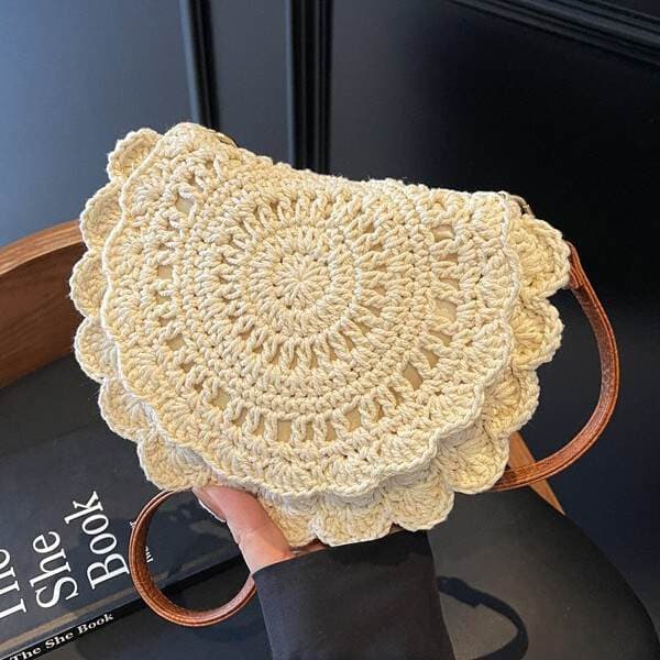 Bohemian Ethnic Style Women's Bag 2026 New Lace Hollow Out Woven Phone Bag Beach Vacation Bag