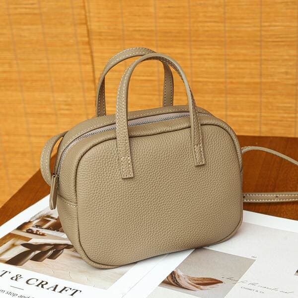 Luxury Fashion Genuine Leather Bowling Bag for Women - New Versatile TOGO Top Grain Cowhide Handbag for Commuting and Crossbody