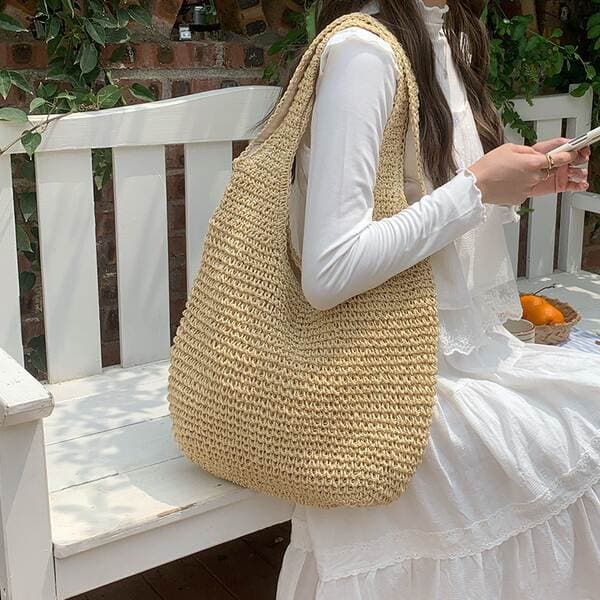Women's Straw Woven Bag 2024 New Summer Beach Vacation Shoulder Bag Large Capacity Handmade Mori Style