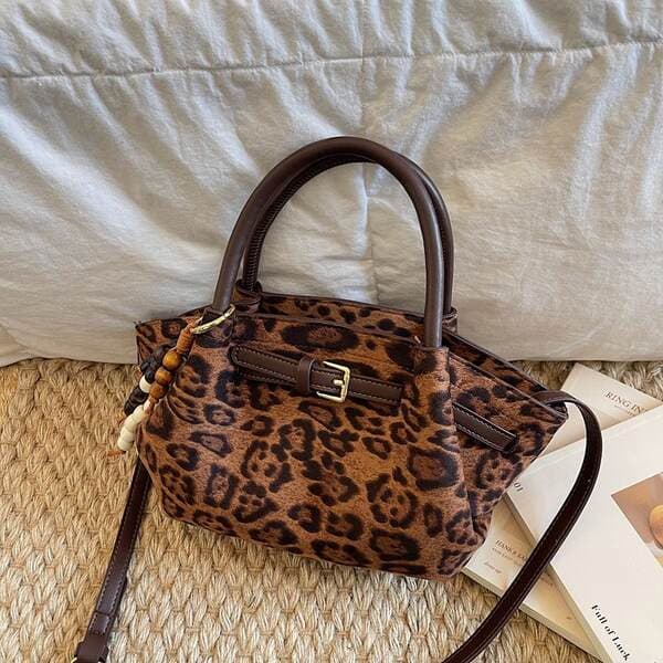 Retro Market Basket Small Bag For Women 2026 New Suede Handheld Bucket Bag Autumn Winter Leopard Print Crossbody Bag