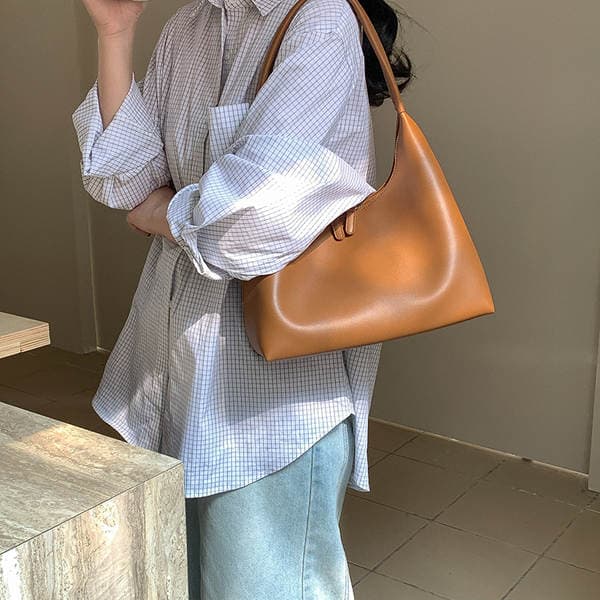 Korean Style Premium Niche Crossbody Bag, Versatile Simple Large Capacity Tote, Soft Faux Leather Shoulder Bag For Women's Daily Use