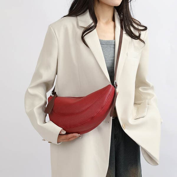 Genuine Leather Women's Designer Crossbody Bag, Casual Dumpling Bag, Versatile Shoulder Bag