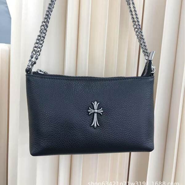 Celebrity Style Top Grain Cowhide Retro Dark Sweet & Cool Spicy Girl Chain Shoulder Bag Mahjong Bag Dogtooth Tote