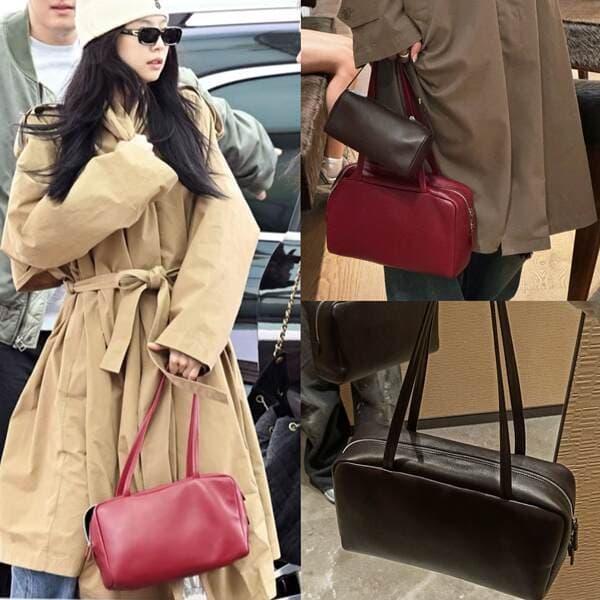 Jennie Style Row New Astra Bowling Bag Lambskin Shoulder Bag Commuter Handbag Underarm Bag Boston Bag