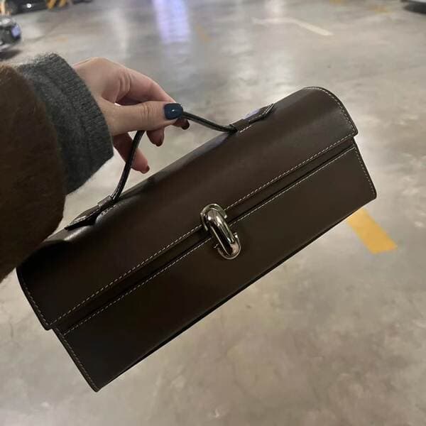 Italian New Luxury Long Handbag Niche Design Vintage Genuine Leather Women's Small Square Bag