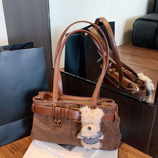 Korean Niche Retro Suede Baguette Shoulder Bag For Women - New Luxury Versatile Commuter Motorcycle Bag