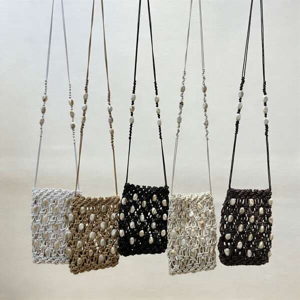 Summer New Bohemian Beaded Wax Rope Phone Bag Luxury Niche Crossbody Bag Versatile Vacation Shoulder Bag For Women