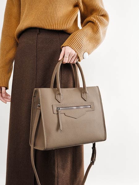 Large Capacity Women's Genuine Leather Tote Bag, Niche Designer Luxury Commuter Laptop Briefcase