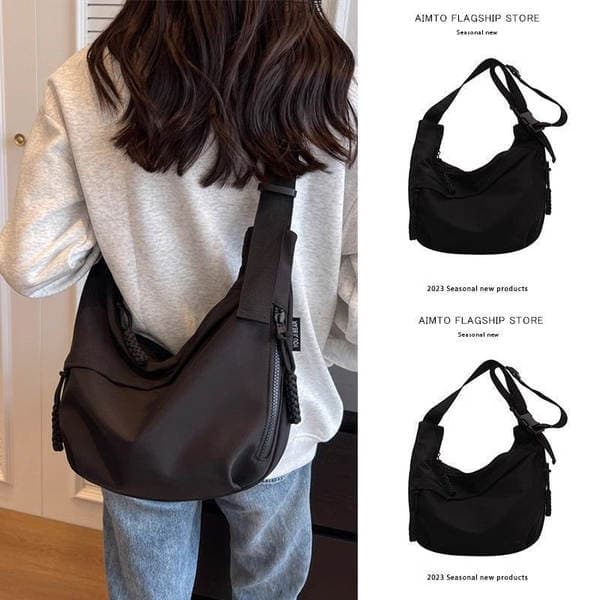 Women's New Fashion Sport Casual Oxford Cloth Shoulder Bag, Versatile Large Capacity Crescent Crossbody Travel Bag Wholesale