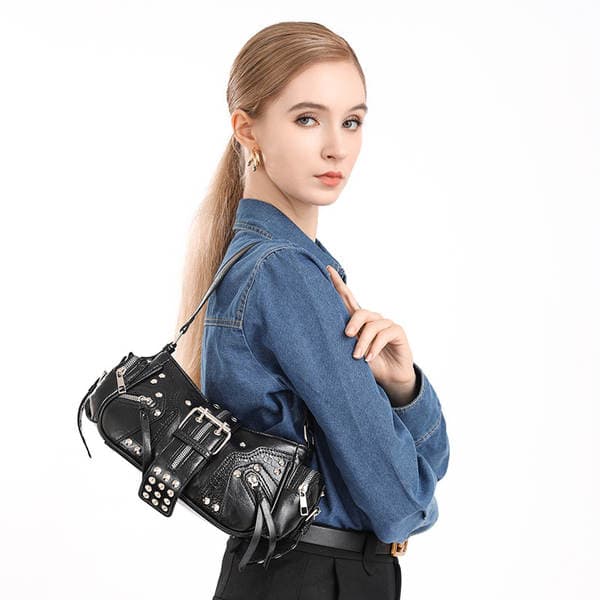Niche Luxury Motorcycle Bag For Women - Summer Sweet Cool Style Hot Girl Underarm Bag, Commuter Shoulder Bag & Handbag