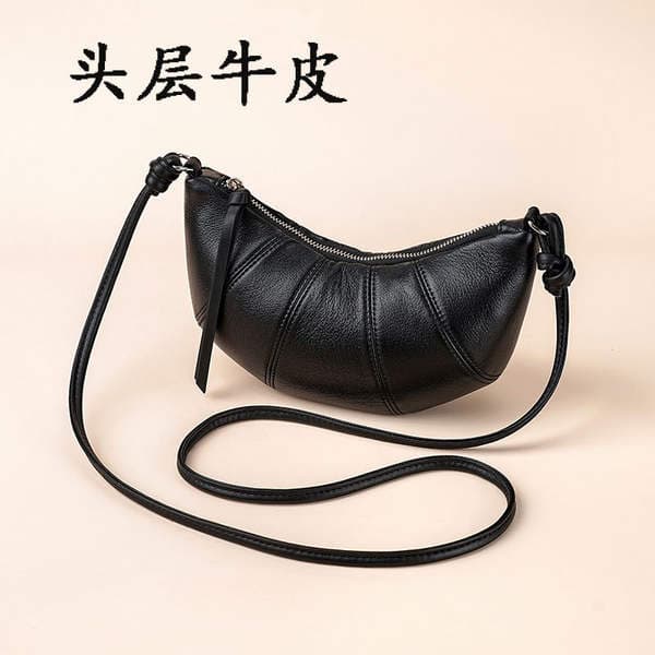 Top Grain Cowhide Leather Hobo Bag - Genuine Leather Shoulder & Crossbody Bag, Summer Fashion Casual Versatile Luxury Dumpling Bag For Women