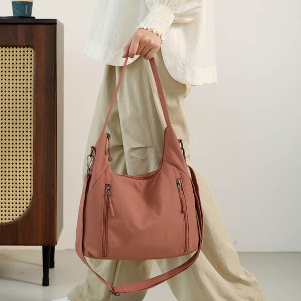 Solid Color Elegant Dumpling Bag Multi-Pocket Crescent Bag Large Capacity Tote Bag For Commuting Casual Travel Shoulder Crossbody Bag