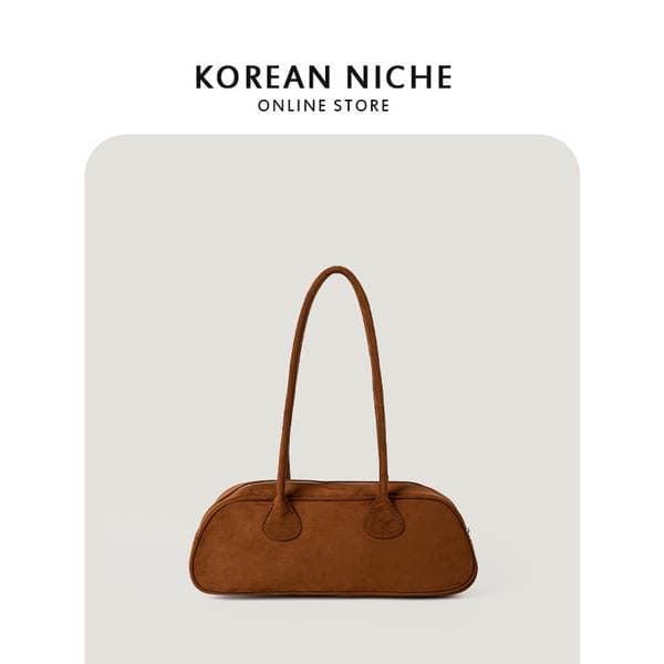 New Niche Design Suede Baguette Bag For Women, Fashionable Versatile Soft Touch Retro Plush Handbag Shoulder Bag