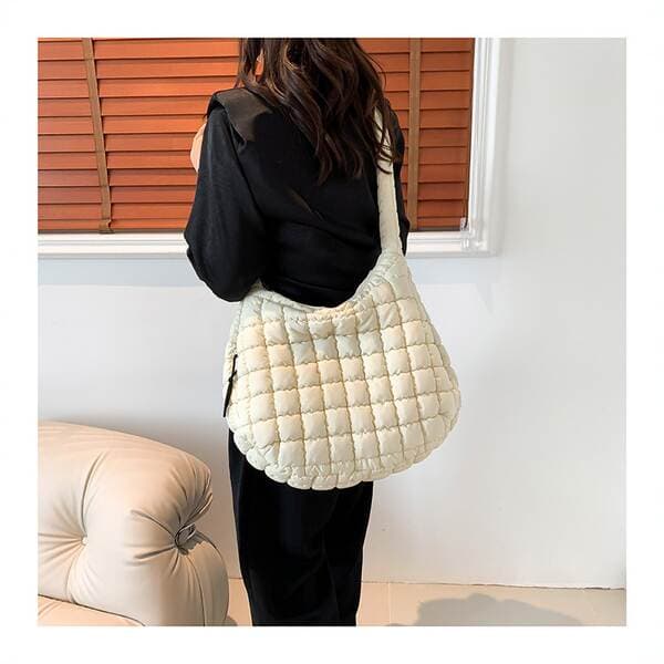 Women's Large Capacity Underarm Woven Bag 2024 New Simple Fashion Diamond Grid Tote Bag Versatile Shoulder Bag Luxury