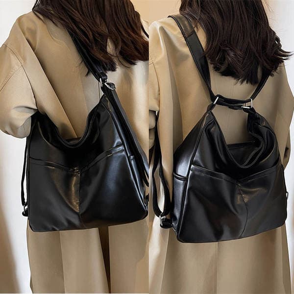 PU Leather Waterproof Backpack & Crossbody Bag for Women, 2-in-1 Commuter Tote Bag, 2023 New Autumn/Winter Shoulder Bag