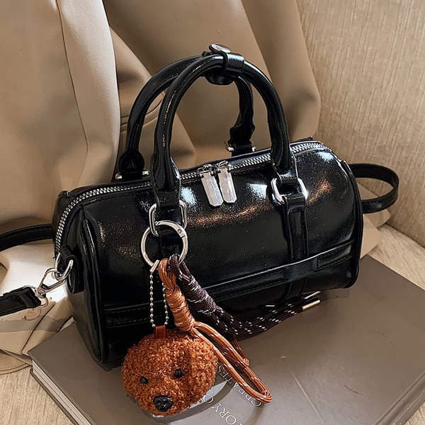 Fashionable Women's Bowling Bag 2024 Autumn New Arrival Minimalist Niche Trendy PU Leather Shoulder Crossbody Bag for Commuting