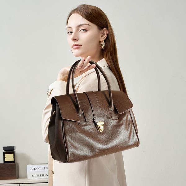 Women's Luxury Briefcase - New Genuine Leather Crossbody & Handbag For Work And Commuting, Versatile Tote