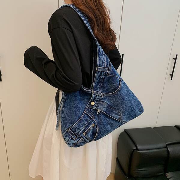Minimalist Canvas Denim Handbag For Women 2026 Spring New Fashion Versatile Shoulder Bag Casual Crossbody Bag