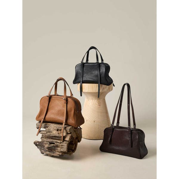 New Vegetable-Tanned Leather Luxury Bowling Bag For Women - Spring Retro Large Capacity Commuter Shoulder Handbag